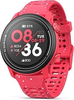 COROS PACE 3 Sport Watch GPS, Lightweight and Comfort, 17 Days Battery Life, Dual-Frequency GPS, Heart Rate and SpO2, Navigation, Sleep Track, Training Plan, Run, Bike, and Ski -Red Silicon