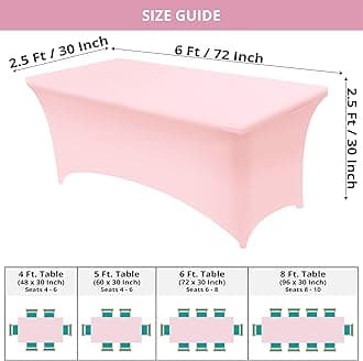 Utopia Kitchen Spandex Tablecloth 2 Pack [6FT, Pink] Tight, Fitted, Washable and Wrinkle Resistant Stretch Rectangular Patio Table Cover for Event, Wedding, Banquet & Parties [72Lx30Wx30H Inch]