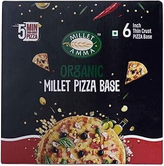 Organic Millet Pizza Base - 200g | 70% Millet Content | Thin Crust and Crispy | Pack of 6 Pizza Base in a Box | Ready to Cook | 100% Certified Organic | Cooks in 5 Minutes