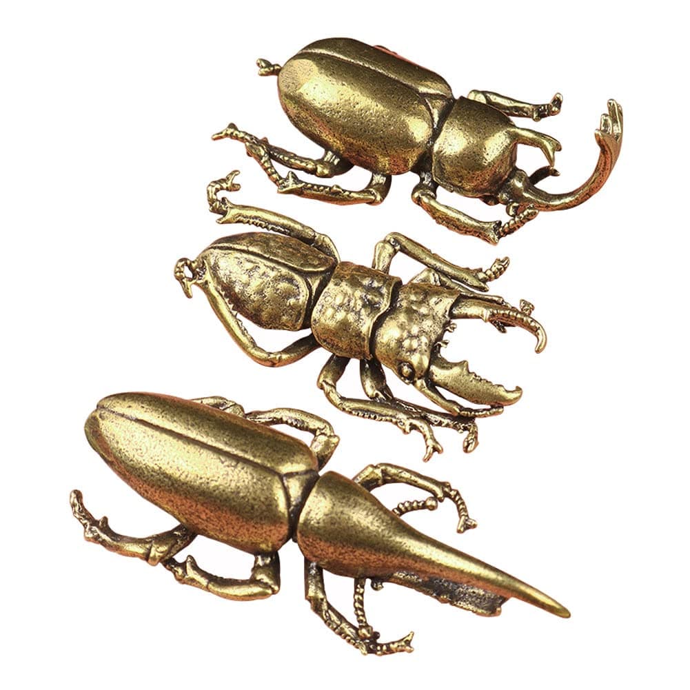 Solid Copper Simulation Beetle Decorations Brass Taurus Insect Miniature Figurines Long Horn Bug Desk Decoration Crafts Gift Brass Tea Insects Home Living Room Ornaments