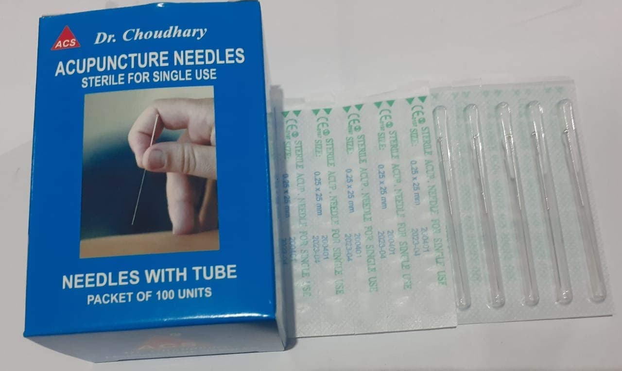 R A PRODUCTS ACS Acupuncture Needles Silver Handle (Size 0.25 X 25mm) 0.5 CUN Tube Pack Of 100