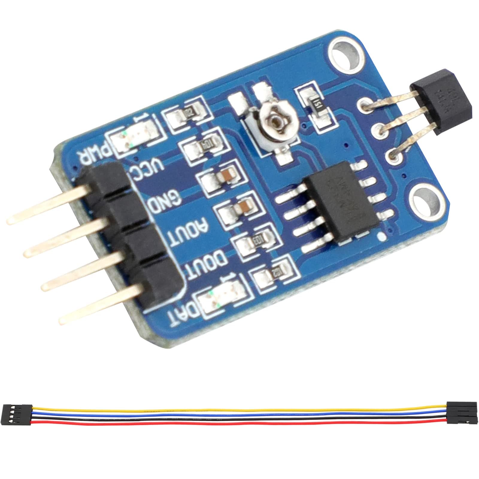 49E Hall Sensor LM393 Linear Hall Effect Sensitivity Detection Module (Hall Sensor and Jumper Wire) by MUZHI