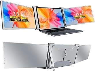 VILVA 15.6" Triple Portable Monitor for Laptop，FHD 1080P IPS Triple Laptop Screen Extender，Foldable Dual Monitor for 15.6"-17.3" Laptop with Windows/Mac, USB-C & HDMI Plug, Xbox/Switch…
