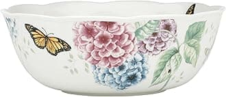 Butterfly Meadow Hydrangea Serving Bowl, White