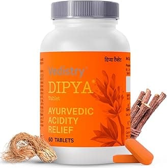 Dipya Acidity Relief Tablet | Clinically Proven to Give 100% Relief from Acidity & GERD in 60 Days | Ayurvedic Solution for Chronic Acidity, Heartburn, Bloating & Acid Reflux - 60 Tablets (Pack of 1)