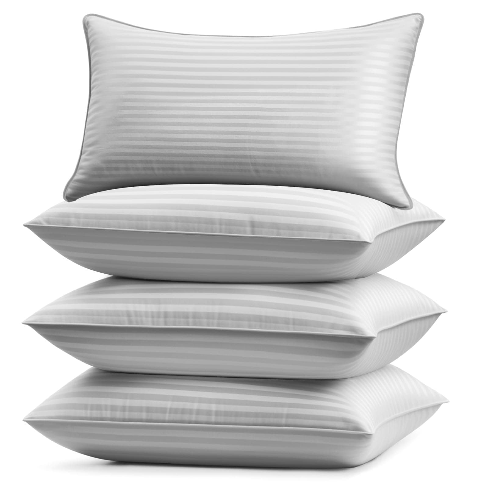 Basic Beyond Bed Pillows Queen Size Set of 4 - Down Alternative Pillows for Sleeping, Soft 20 x 28 Inches 4 Pack Queen Pillows for Back, Stomach or Side Sleepers, Silver