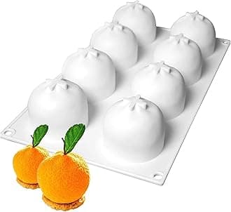 Orange Silicone Mold for Baking 3D Fruit Mousse Cake, Chocolate Dessert, Pudding Jelly, Ice Cream - Non-Stick, Easy Release Orange Shape (8-Cavity)