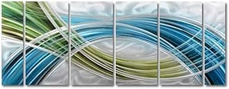 Yihui ArtsAbstract Color Warp Metallic Wall Art, Large 3D Wall Art for Modern and Contemporary Home Decor, 5-Panels Measure 32"x 64", Indoors and Outdoors, Ready to Hang
