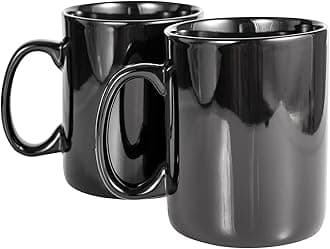 30oz Super Large Ceramic Coffee Mugs Large Handles Set of 2 (black)