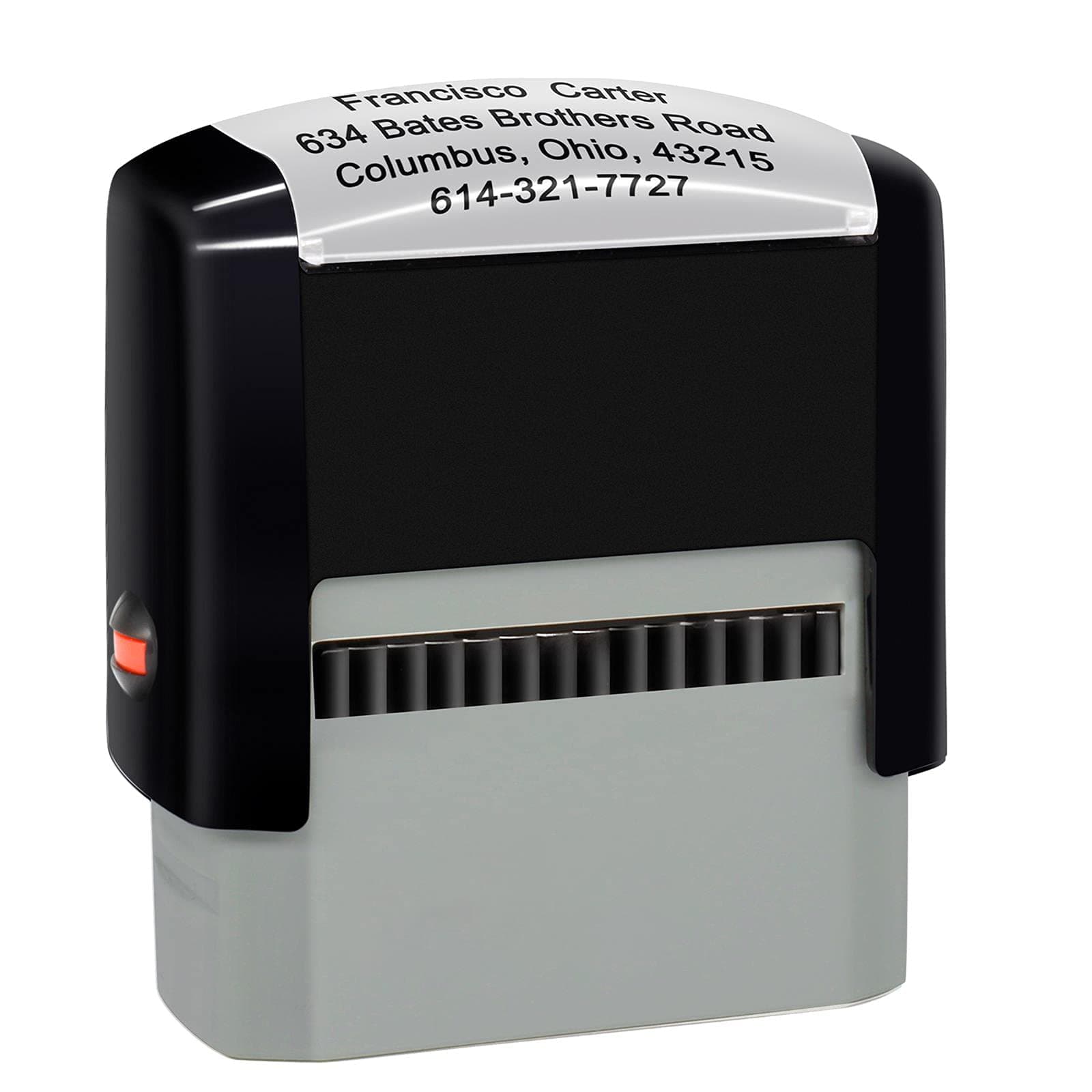 Personalised Stamp (47 x 18mm -4 Lines)- Custom Self Inking Rubber Stamps- Return Custom Address Stamp (Black)