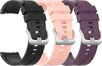 EEweca 3-Pack Silicone Bands for Huawei Watch GT Classic Replacement Strap (Black, Pink, Purple)