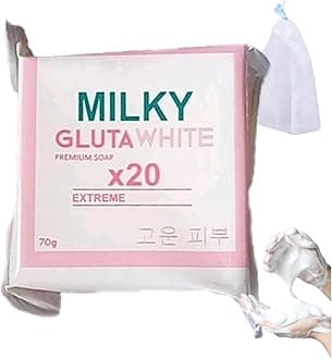 Gluta Milk Soap, 70g Glutamilk 𝐖𝐡𝐢𝐭𝐞𝐧𝐢𝐧𝐠 Soap, Beauty Glutamilk SoapBar Premium 𝐁𝐫𝐢𝐠𝐡𝐭𝐞𝐧𝐢𝐧𝐠 Soaps, Gluta Milk Bar Soaps for Face & Body (1pcs)