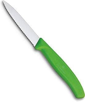 Victorinox, Swiss Classic Kitchen Knife/PARING Knife/Vegetable Knife, 8 cm, Wavy Edge - Green Colour.