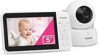 VM924 Remote Pan-Tilt-Zoom Video Baby Monitor, 5" LCD Screen, Up to 17 Hrs Video Streaming, Night Vision, Up to 1000ft Range, Soothing Sounds, 2-Way Talk, Temperature Sensor,Secured Transmission
