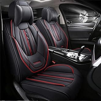 Luxury 5-Seat Car Seat Covers Fit for EcoSport Full Set Cushion Leather Front Rear Seat Protectors Non-Slip Waterproof Durable Vehicle Seat Covers with Headrest(Black)