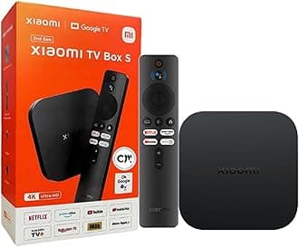XiaomiTV Box S (2nd Gen) 4K Ultra HD Streaming Media Player, Google TV Box with 2GB RAM 8GB ROM, 2.4G/5G Dual WiFi, Bluetooth 5.2 & Dolby Audio and DTS-HD, Dolby Vision, HDR10+