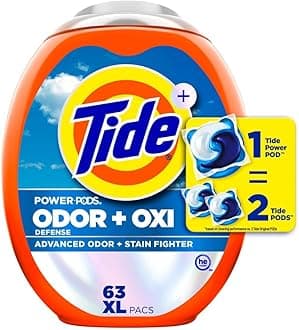 Ultra OXI Power PODS with Odor Eliminators Laundry Detergent Pacs 63 Count For Visible and Invisible Dirt (Pack of 1)