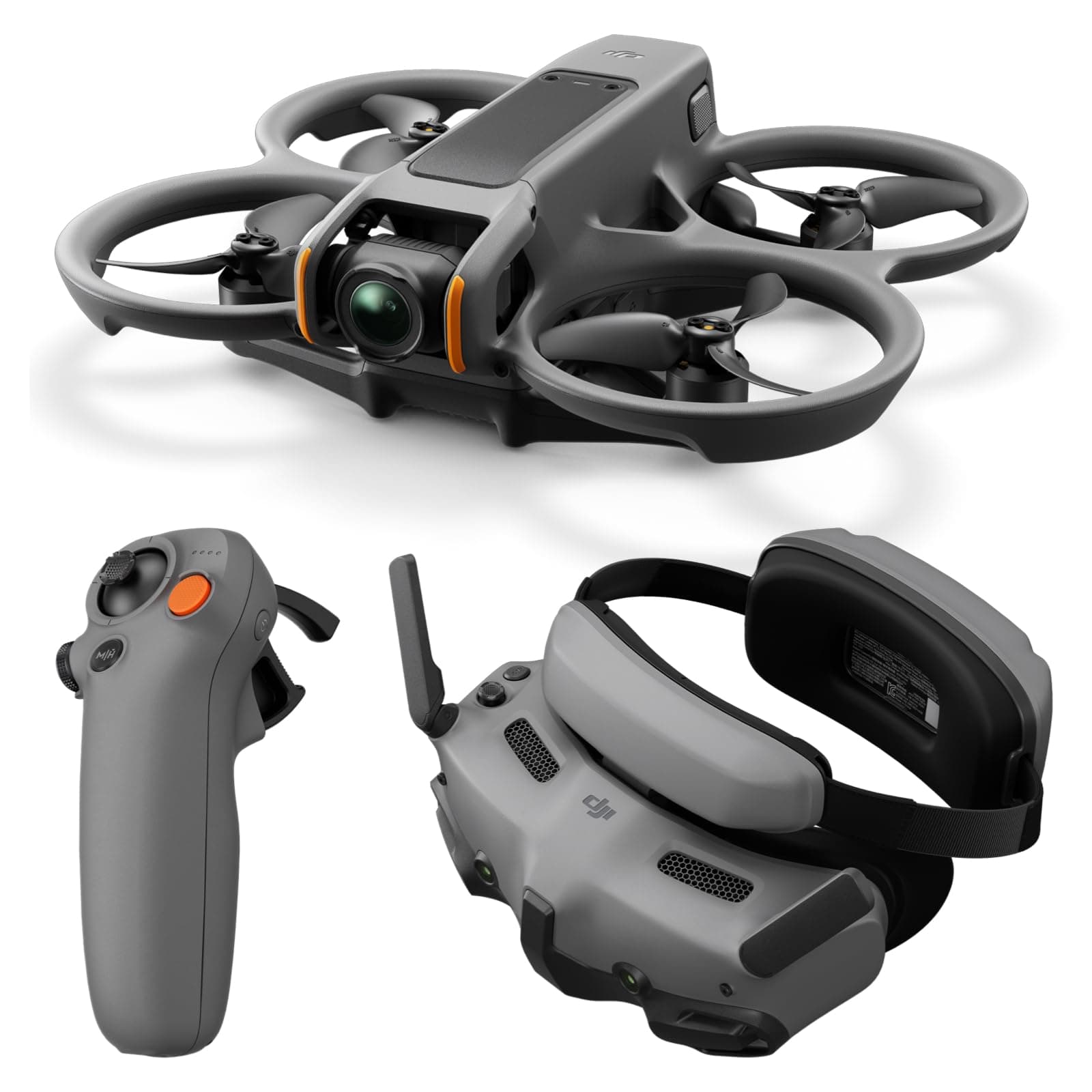 Avata 2 Fly More Combo (1 x Battery) Camera Drone with 4K Camera, VR Drone, FPV Drone, Integrated Propeller Guard, One-Push Flip/Roll, Includes Goggles 3 & RC Motion 3, Supports POV Content, 1