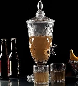 bellemax Italian Premium Water and Juice Glasses Set of 6 and Jug Set Combo,(6 Pieces Glasses 300ML and 1 Water Juice Jug 5 Liter), Transparent, Glass and Jug Set (Water Jug with Glasses)