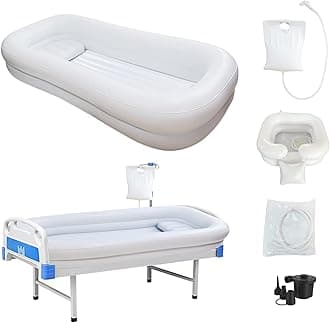 Medical Inflatable Bathtub,Inflatable Bed Bath,Medical PVC Bedside Shower Bathtub Kit,Bed Baths for the Disabled,Bed Tub+Bedside Water Bag+Electric air Pump+Medical Inflatable Shampoo Basin