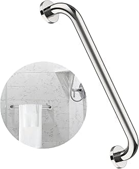 16 Inch Stainless Steel Shower Grab Bar, ZUEXT Chrome Shower Handle, Bathroom Balance Bar, Safety Hand Rail Support Bar for Handicap Elderly Injury, Senior Assist Bath Tub Wall Concealed Mount Handle