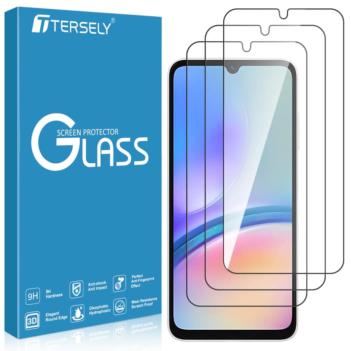 T Tersely 【3 Pack】 9H Tempered Glass Screen Protector for Samsung Galaxy A05s/Galaxy A06, Case Friendly, Ultra-clear, Easy to Install, Shatterproof Anti-Scratch Film Screen Protector