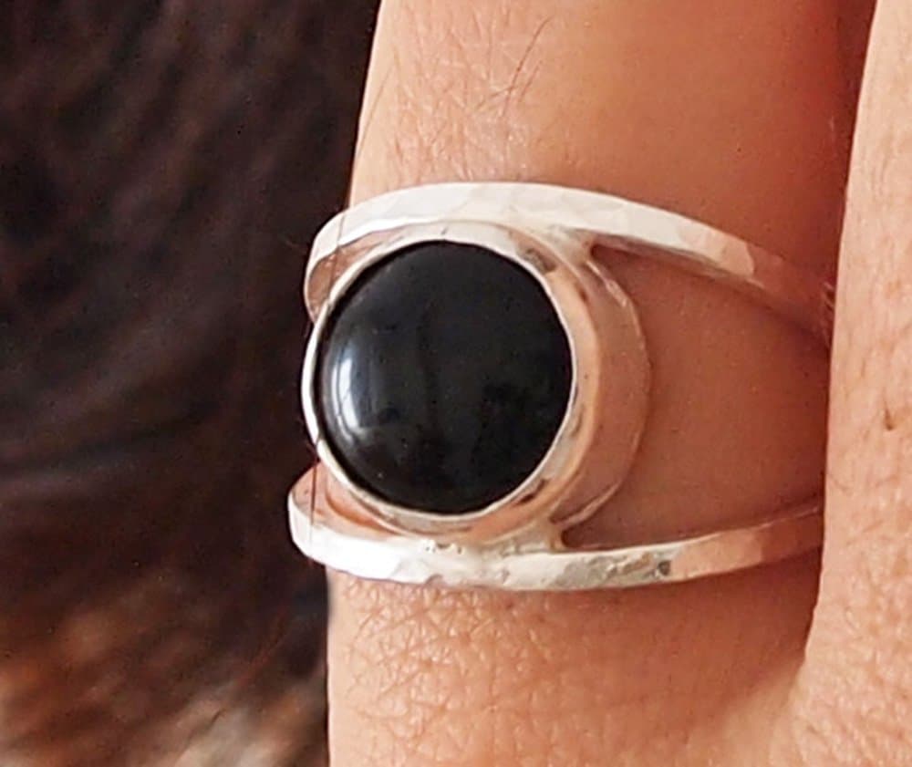 Black Onyx Gemstone Sterling Silver Ring, Handmade All Sizes