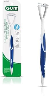 GUM Dual Action Tongue Cleaner Brush and Scraper, Packaging May Vary