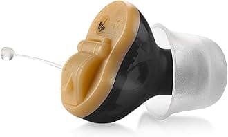 Premium Digital Hearing Amplifier - Right Ear Invisible in Canal (CIC) in-Ear Mini Sound Enhancer Set, Near-Invisible, Noise Cancelling, Personal Sound Hearing Amplifier - Black