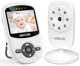 ANMEATE Video Baby Monitor with Digital Camera, Digital 2.4Ghz Wireless Video Monitor with Temperature Monitor, 960ft Transmission Range, 2-Way Talk, Night Vision, High Capacity Battery（1 Camera）