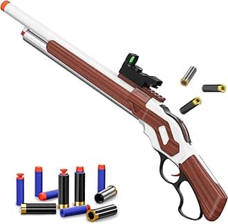 Soft Bullet Lever Bolt Action Toy Gun Shell Ejecting Pump Shotgun Big Revolver Pistol Perfect Prop Cowboy Sniper Rifle Foam Dart Blaster Models Brown Boys 6 7 8 9 10 11 12 Year Old Cool Shooting Games