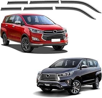 Unbreakable Chrome line Door Visor Compatible for Toyota Innova Crysta (2016 to Present) Type-1 & 2 (set of 6pc)