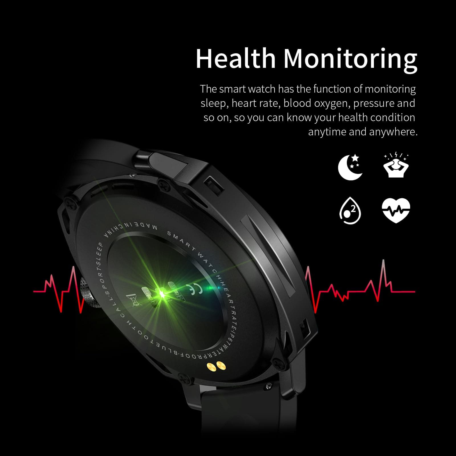 Smart Watch for Men Bluetooth Call 1.5" HD Screen IP68 Waterproof Outdoor Fitness Sport Activity Heart Rate Sleep Monitor Step Counter Digital Watches Smartwatch for IOS Android [2 Straps]