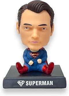 AUGEN Super Hero Superman 3 Action Figure Limited Edition Bobblehead with Mobile Holder for Car Dashboard, Office Desk & Study Table (Pack of 1)