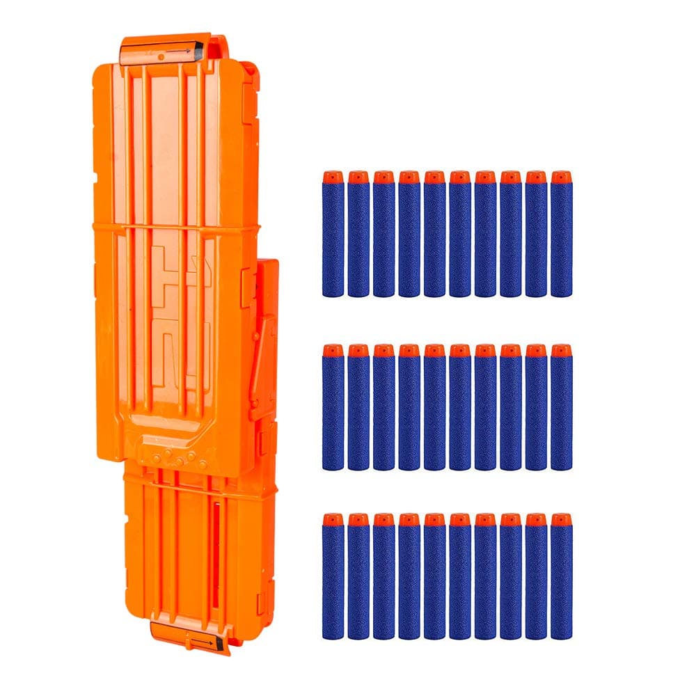 Flip Clip Upgrade Kit, 2 Pack 12-Dart Quick Reload Clip with 30 Dart Refill Pack for Nerf N-Strike Elite Series (Orange)