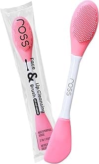 Ross 3-in-1 Silicone Face & Lip Cleansing Brush | Flat, Soft & Exfoliating Sides for Mask Application, Deep Pore Cleansing & Gentle Skin Massage | Hygienic Soft Silicone Scrubber (Light Pink)