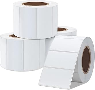 Hybsk 2.25x1.25 inch Direct Thermal Labels for Barcodes, Address, Compatible with Rollo Label Printer & Zebra Desktop Printers (2.25"x1.25",4 Rolls White)