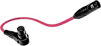 Balanced XLR Cable Male to Right Angle Female - 100 Feet Pink - Pro 3-Pin Microphone Connector for Powered Speakers, Audio Interface or Mixer for Live Performance & Recording