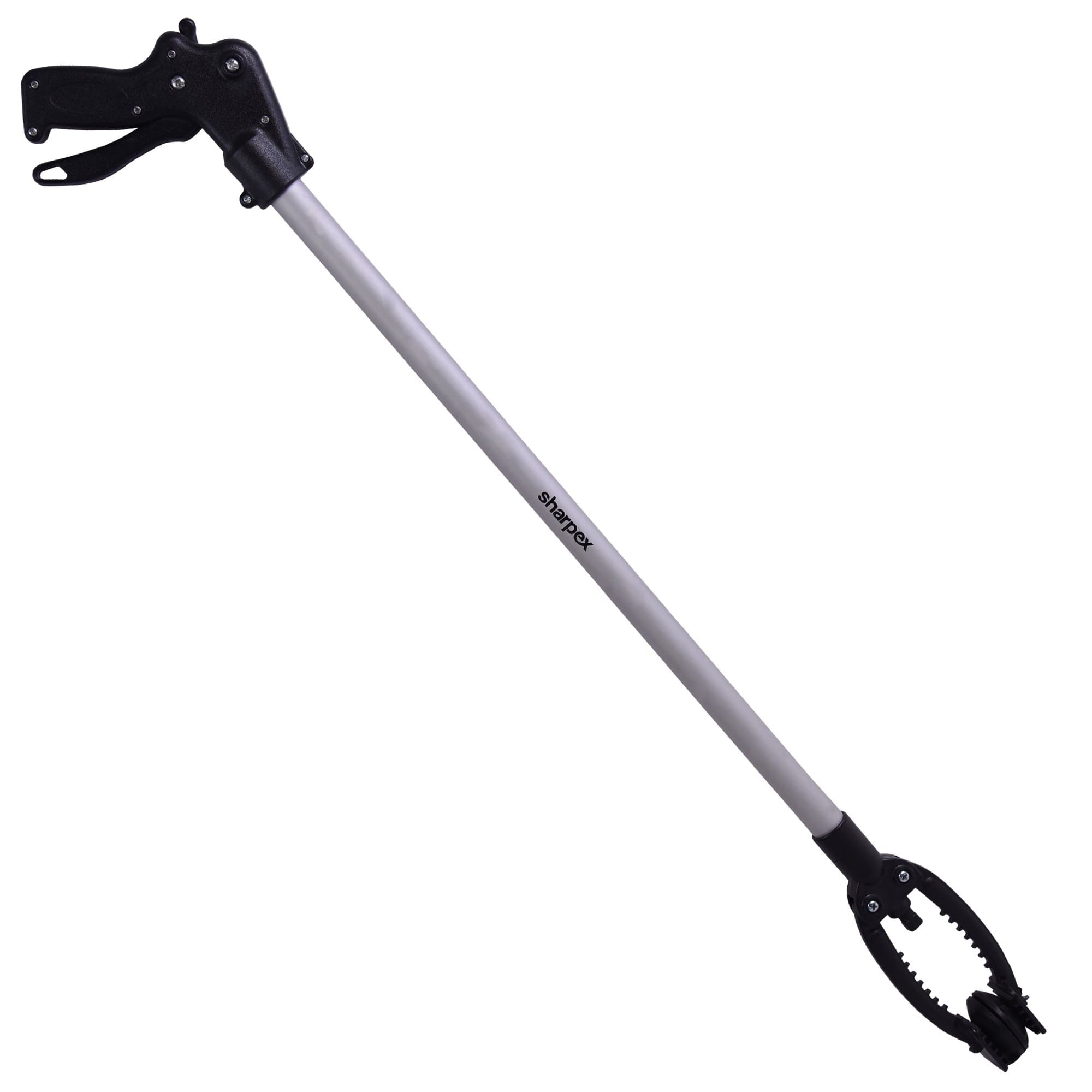 Sharpex 34 Inch Long Range Pickup Tool, Long Handy Arm Assist Tool, Extender Gripper Tool, Flexible Lightweight Mobility Aid Reaching Claw Trash Garbage Picker – Black (Aluminum)