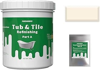 NADAMOO Tub and Tile Refinishing Paint, Beige, 500g / 17.5 oz, DIY Bathtub Sink Reglaze Kit Countertop Resurface Kit for Bathroom Kitchen Porcelain Fiberglass, Semi-matte Coat