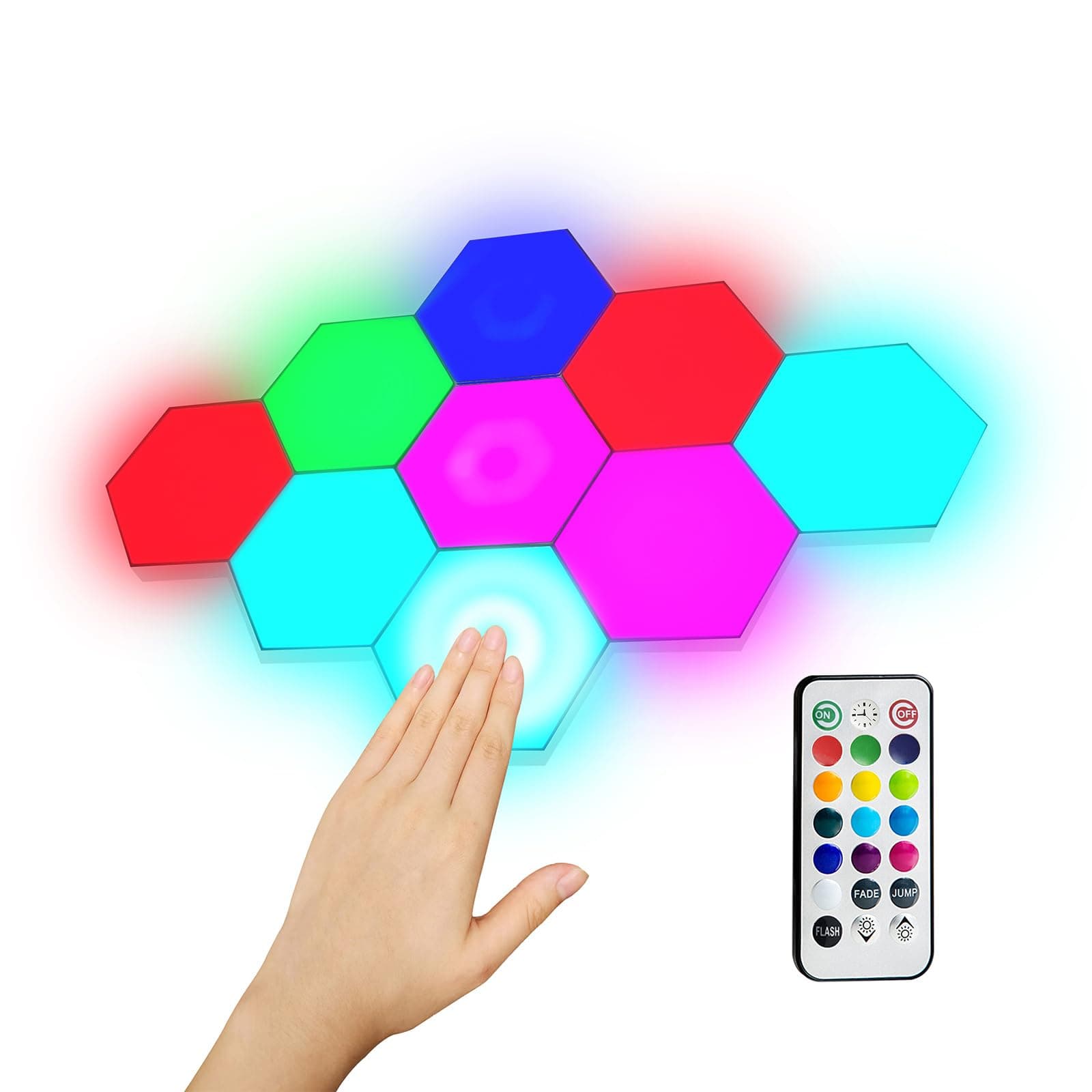 Remote Control and Touch Control Hexagon Panels for Gaming Room setups and Kids Play Lamps Night Lights with LED Light Sources mainy Used in Door for Home Decoration and Holiday Decoration Lights (9)