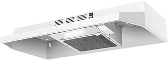 30 inch Under Cabinet Range Hood, Ducted/Ductless Convertible Kitchen Hood, Stainless Steel Vent Hood with LED Light,Under Cabinet Hood with 2 Speed Exhaust Fan,White