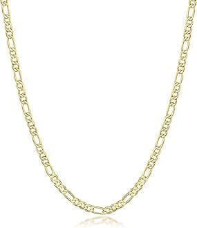 Gold Necklace For Women 3.2mm Wide Figora Chain 14K Gold Necklace Beauty In Simplicity Jewelry For Women Neutral Design Necklaces For Mens Necklaces Chain 16-30