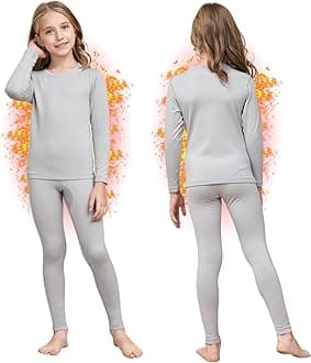 HEROBIKER Girls Ultra Soft Lined Thermal Underwear Kids Long Johns Top Bottom Set for Winter Skiing Warm