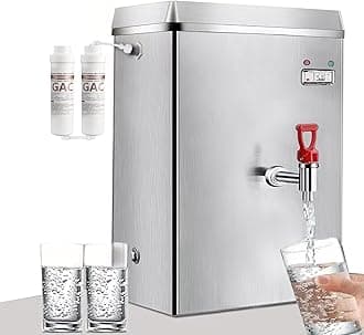 CJYSHOP Electric Water Boiler 18L with 2-Stage Filter,Commercial Hot Water Barrel 304 Stainless Steel 3 Layers Automatic Water Filling Efficient Heating Prevent Dry Burning for Offices Restaurants