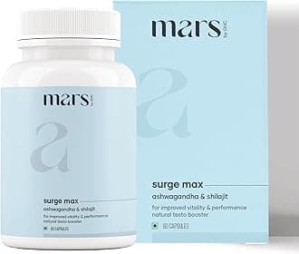 Mars Surgemax Natural Capsules with Shilajit & Safed Musli | Supports Energy, Strength & Immunity | for Active Lifestyle | 60 Capsules | Pack of 1