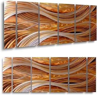 Yihui Arts Abstract Metal Wall Art - Hand Crafted 6 Pieces Large Panels, Unique 3D Aluminum Modern Contemporary Home Accent
