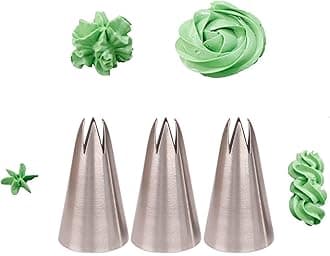 Piping Nozzle Set,3 Pcs Icing Nozzles ,seamless Open Star Tip, for Cake Decorating, 1M, 1M