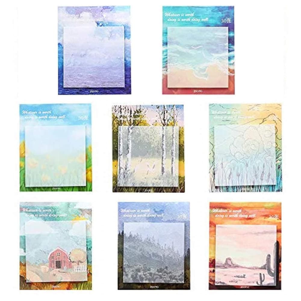 Sticky Notes,Self-Adhesive Painting Post Notes ，Self-Stick Removable Sticky Notes -8 Pads Per Pack - 30 Sheets Per Pad - Per Pack 8 Different Shapes Inside-75mm x 75 mm