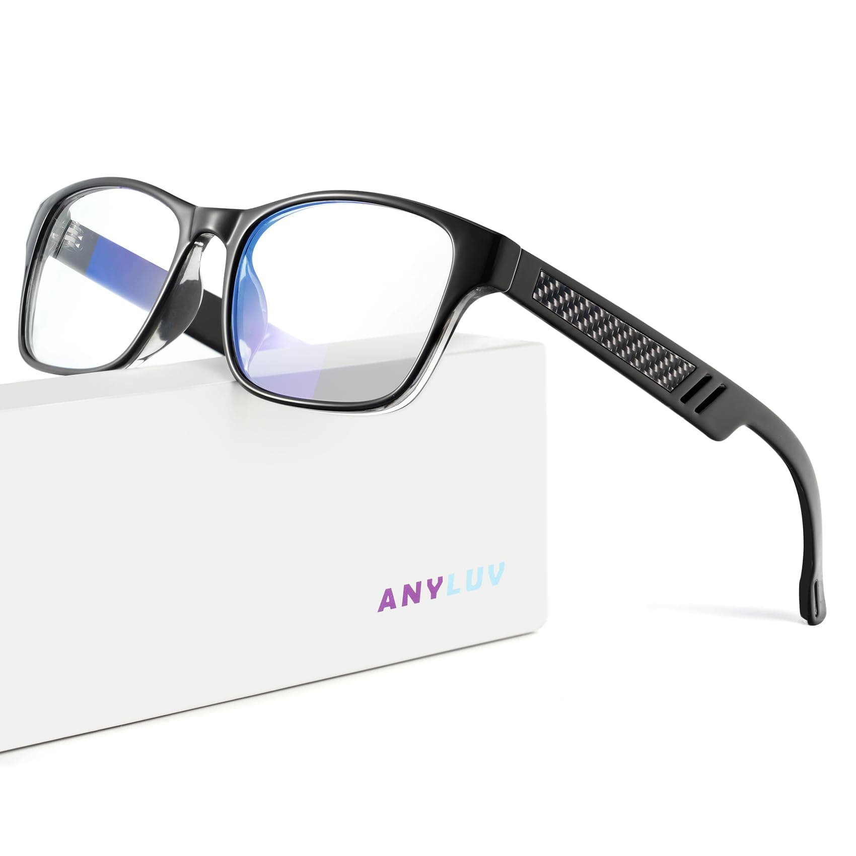 ANYLUV Blue Light Blocking Glasses for Men Women Lightweight Computer Gaming Glasses Anti Eye Strain Rectangle Frame